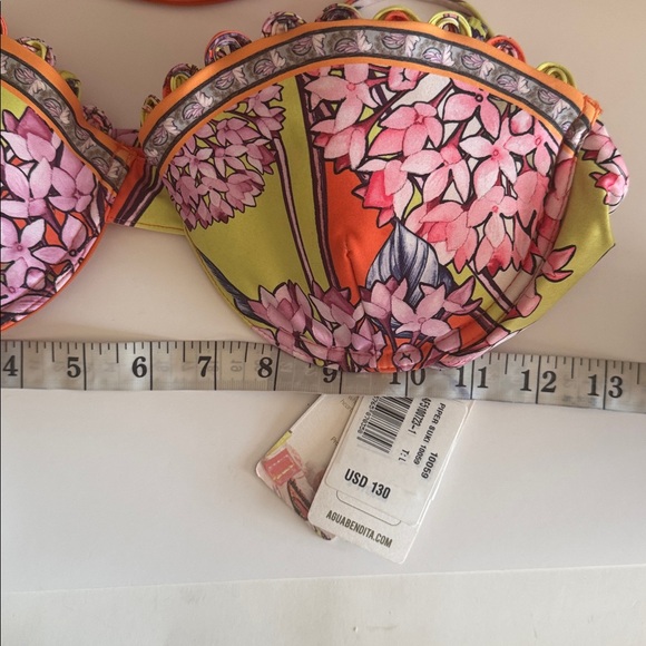Agua Bendita Piper Suki Underwire Pink Line Floral Bikini Top - Picture 8 of 9